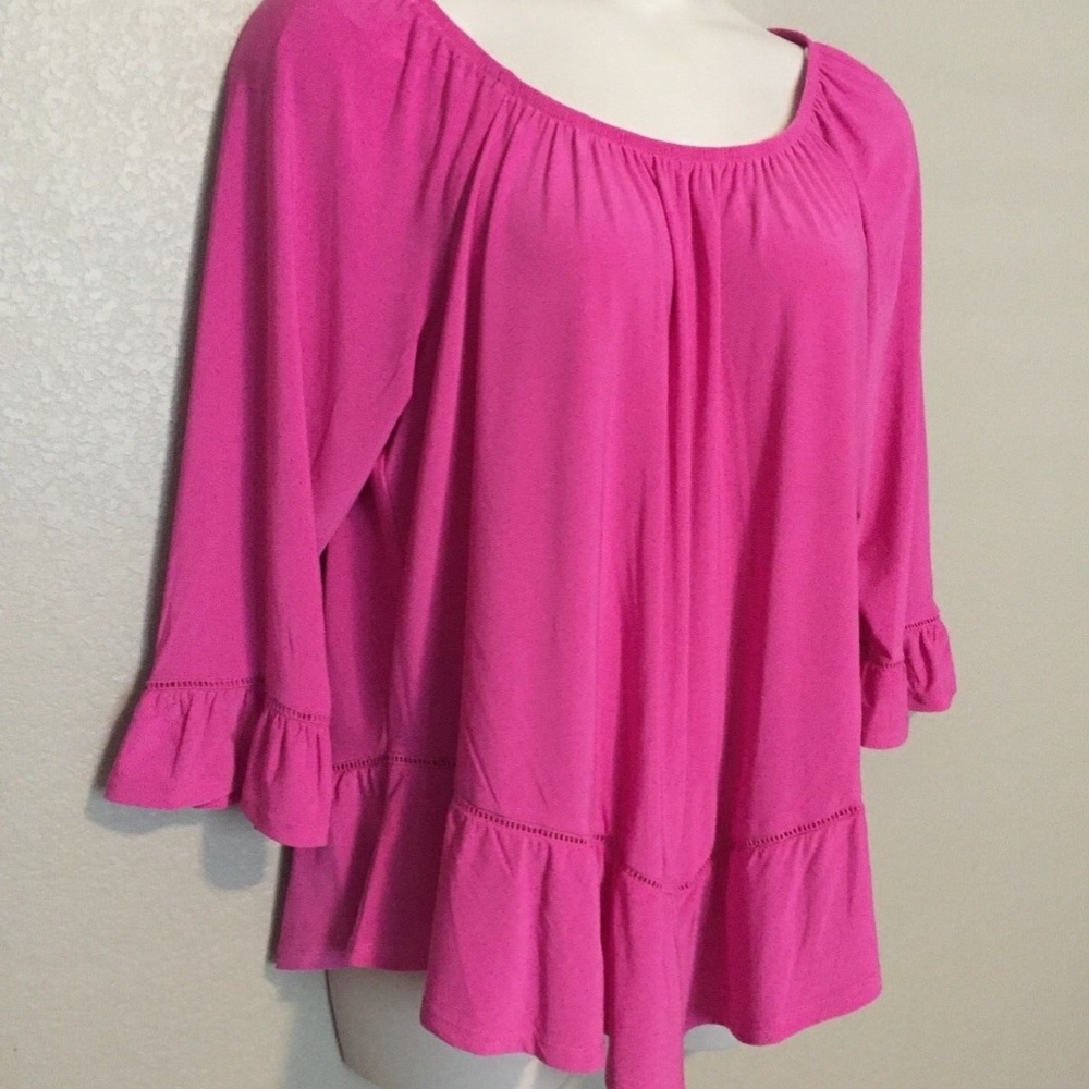 NY Collection Women's Convertible Pink Off The Shoulder Cut Out Top Plus Size 1X